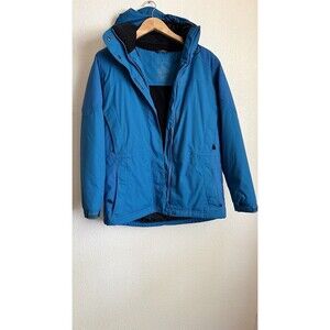 LL Bean Rugged Ridge Parka Coat Hooded Jacket Womens Small Primaloft Blue+Black